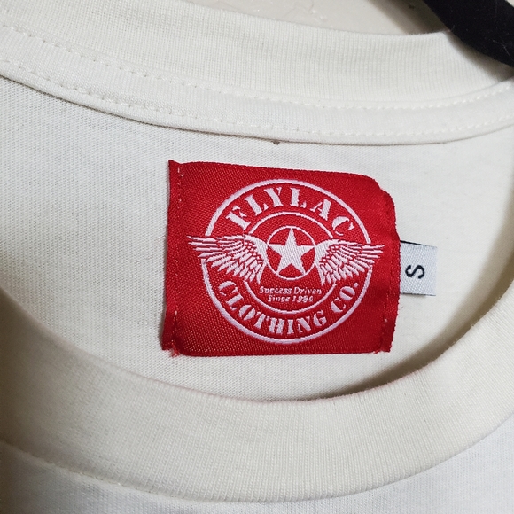 Flylac "Solo" Graphic White Cream Short Sleeve Crewneck Tee Shirt Size Small - Picture 5 of 7